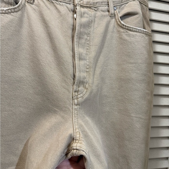 We The Free People Lasso Straight Leg Distressed Jeans In Dusty Khaki - Picture 5 of 7